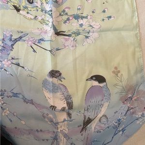 Scarf with birds and blossoms